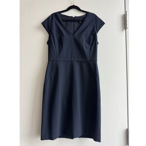 Ann Taylor Navy Blue Cap Sleeve Shift Dress Size 0P Petite